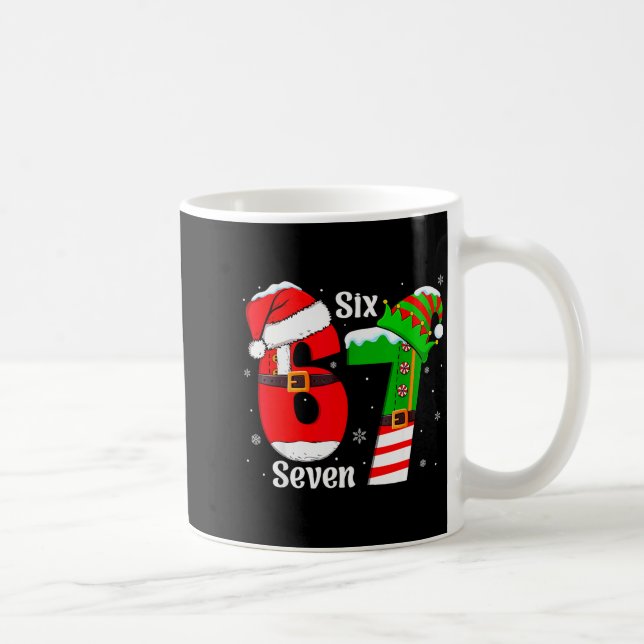 Caneca De Café Funny Six Seven 6 7 Meme Gen Alpha Slang Santa Elf (Direita)