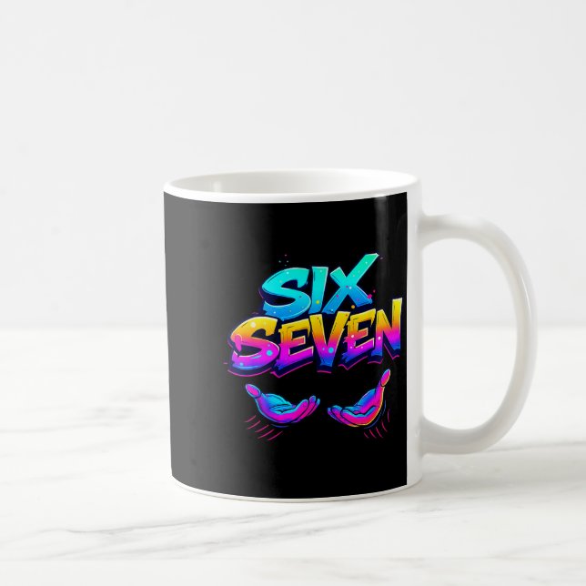 Caneca De Café Funny Six Seven Design Graphic 67 6 7 Meme Hands G (Direita)