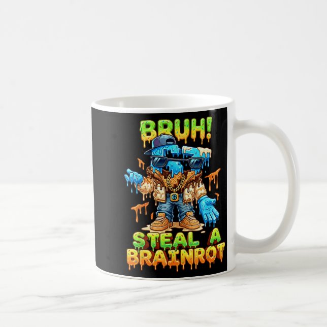 Caneca De Café Funny Six Seven Meme - Bruh Steal A Brainrot - Fun (Direita)