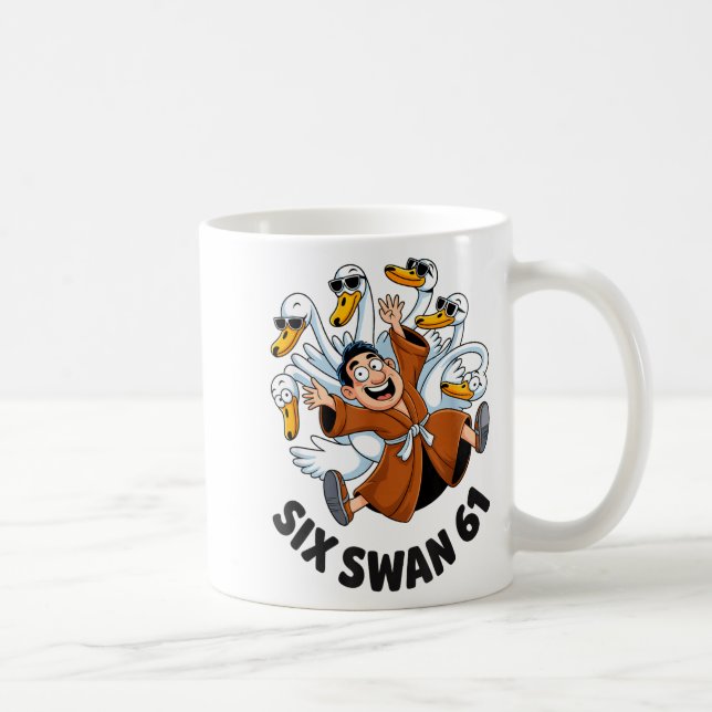 Caneca De Café Funny Six Swan 61 Meme New Gen Alpha Slang Six One (Direita)