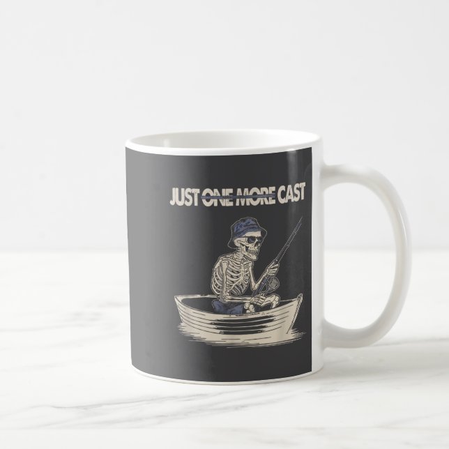 Caneca De Café Funny Skeleton Fishing Just One More Cast Quote  (Direita)