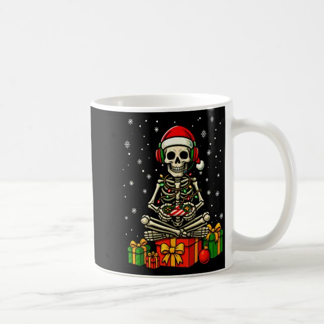 Caneca De Café Funny Skeleton Game Controller Xmas Lights Men Wom (Direita)