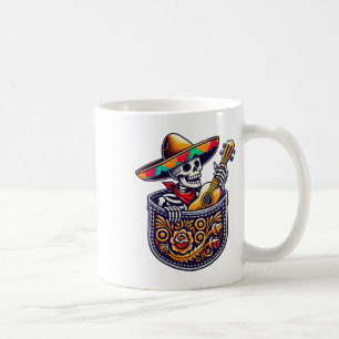 Caneca De Café Funny Skeleton Mariachi Guitarra Cinco De Maio