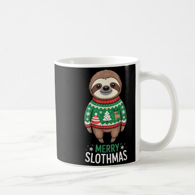 Caneca De Café Funny Sloth Lover Christmas Merry Slothmas Ugly Ho (Direita)