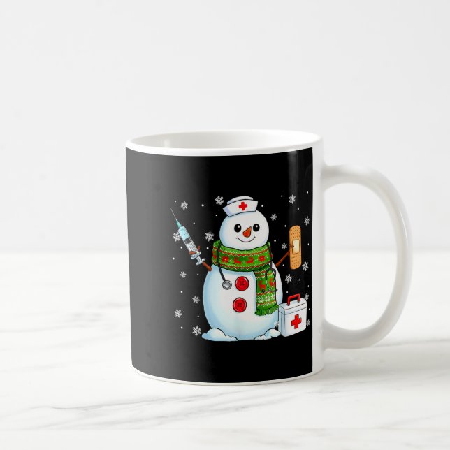 Caneca De Café Funny Snowman Nurse Pjs Pajamas Christmas Xmas Wom (Direita)