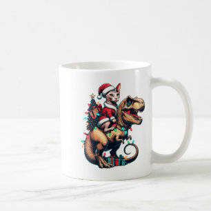 Caneca De Café Funny Sphynx Cat Rides Papais noeis T-rex Vintage 