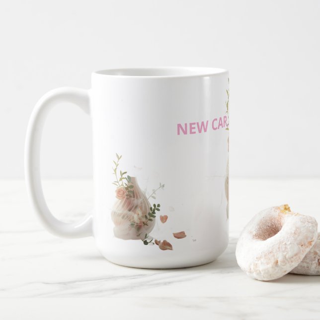 Caneca De Café Funny Sticker – NEW CAR, SAME ME (Com Donut)