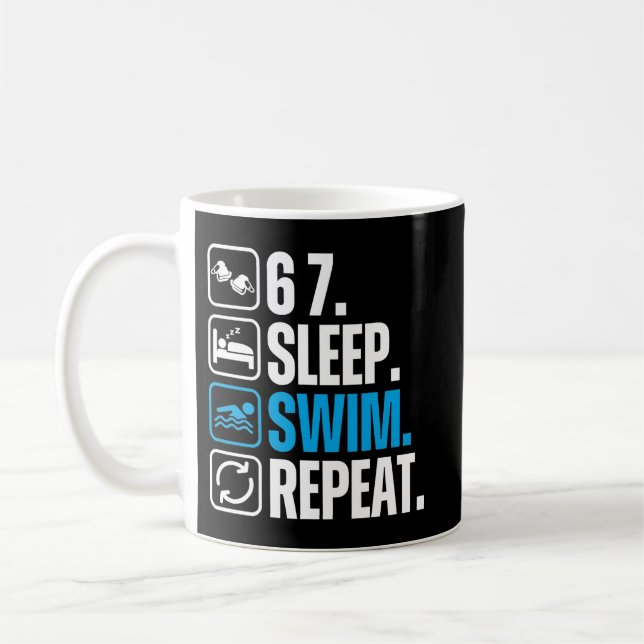 Caneca De Café Funny Swimmer 67 Sleep Swim Repeat (Esquerda)