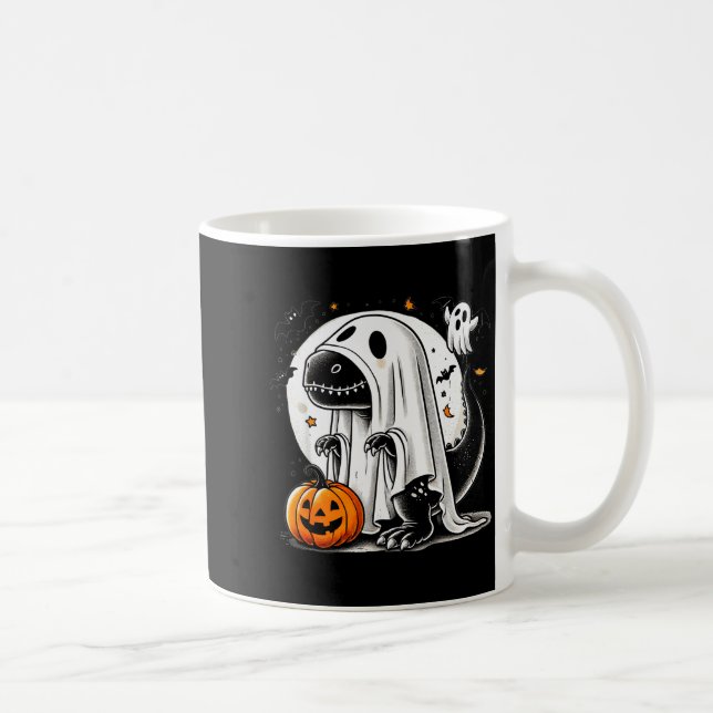 Caneca De Café Funny T-rex Ghost Dinosaur Halloween Costume Tyran (Direita)