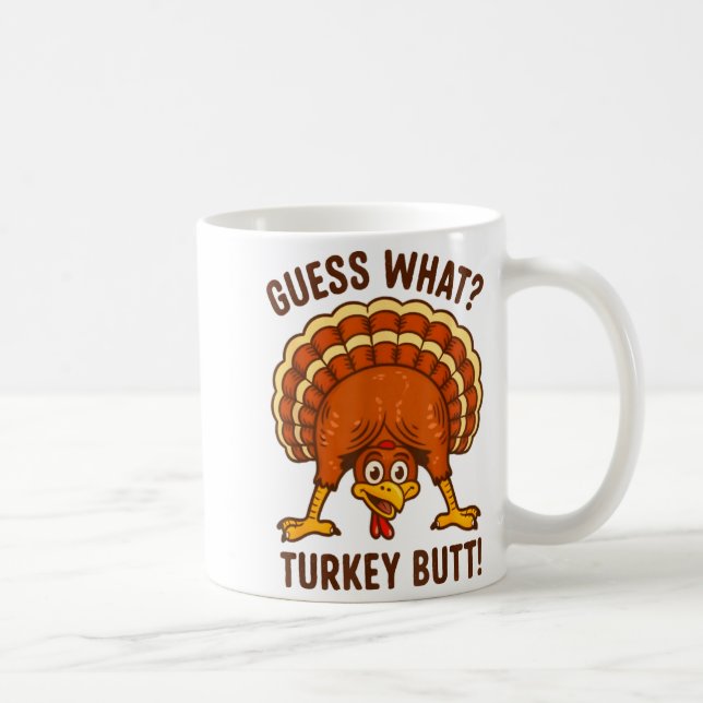 Caneca De Café Funny Thanksgiving Kids Joke Meme Guess What Turke (Direita)