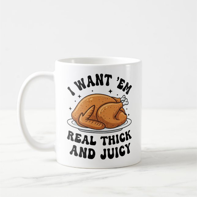 Caneca De Café Funny Thanksgiving Turkey Thick and Juicy  (Esquerda)
