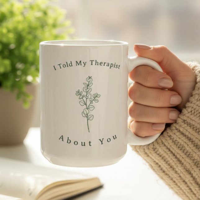 Caneca De Café Funny Therapy Quote Modern Sage Green Typography  (Funny Therapy Quote Sage Green Modern Aesthetic Coffee Mug)