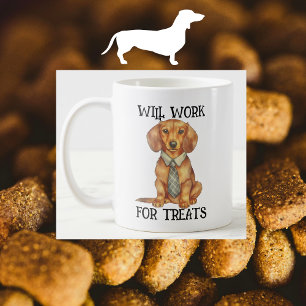 Caneca De Café FUNNY trabalhará para tratar Dachshund com Tie