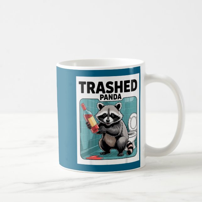 Caneca De Café Funny Trashed Panda Raccoon Gets Drunk  (Direita)