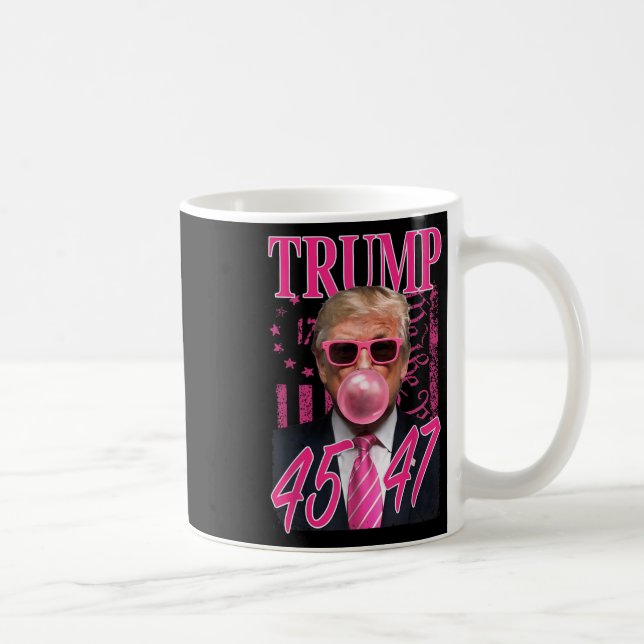 Caneca De Café Funny Trump Bubble Gum 1776 Pink Flag (Direita)