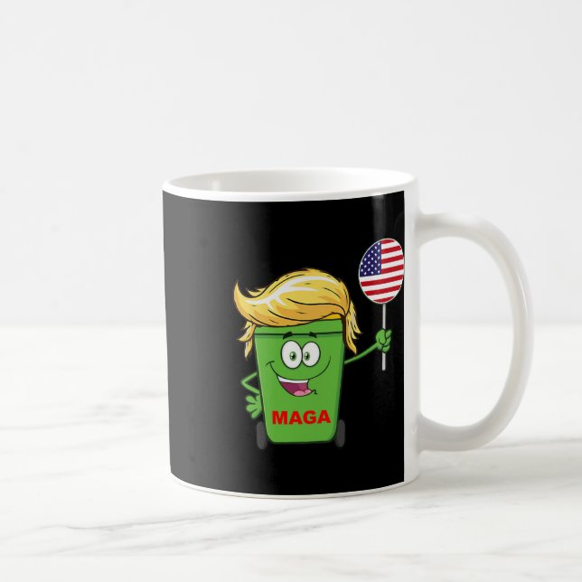 Caneca De Café Funny Trump Mega Cartoon Garbage Flag Americano (Direita)