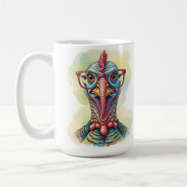 Caneca De Café Funny Turkey in Glasses Cartoon Fun