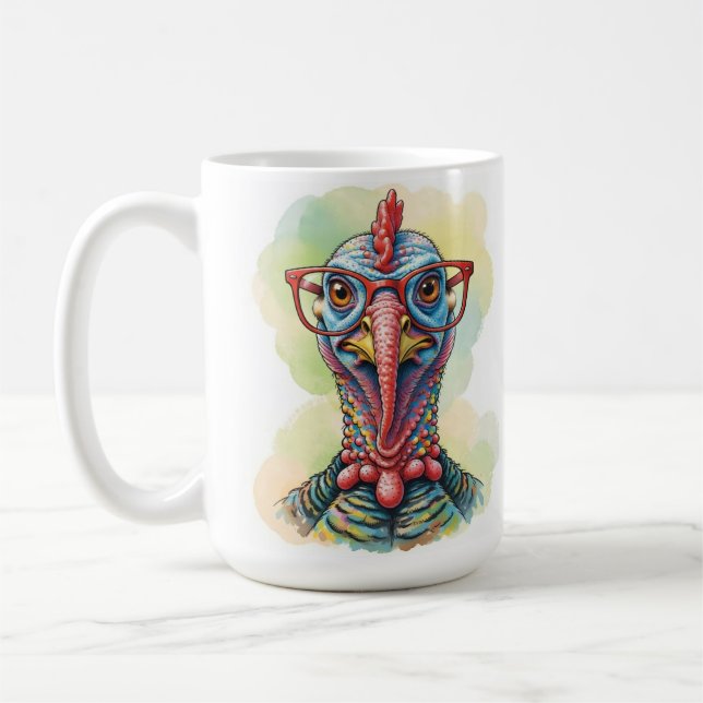 Caneca De Café Funny Turkey in Glasses Cartoon Fun (Esquerda)