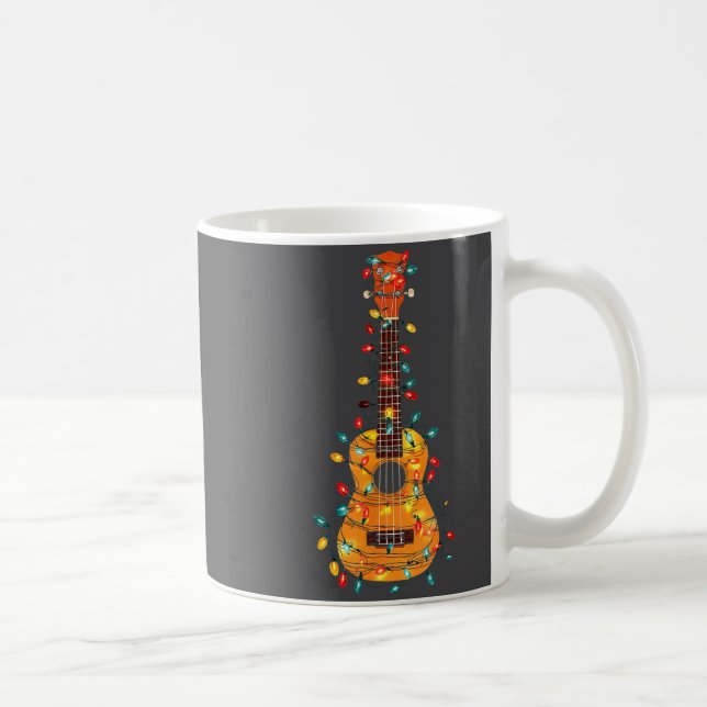Caneca De Café Funny Ukulele Christmas Graphics Lights Lover Play (Direita)