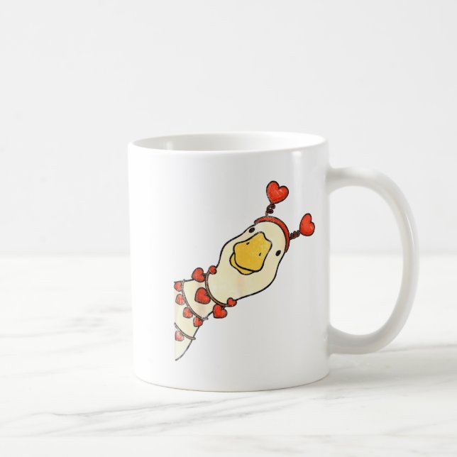 Caneca De Café Funny Valentine Silly Gooses Duck Heart Love Match (Direita)