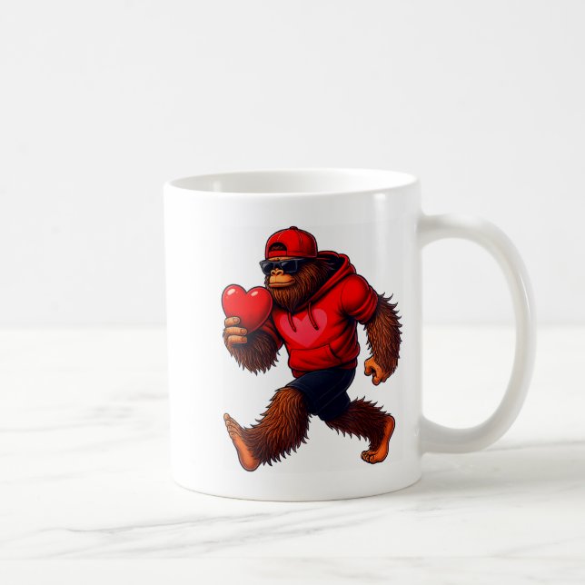 Caneca De Café Funny Valentines Day Bigfoot Heart Sungles Sasquat (Direita)