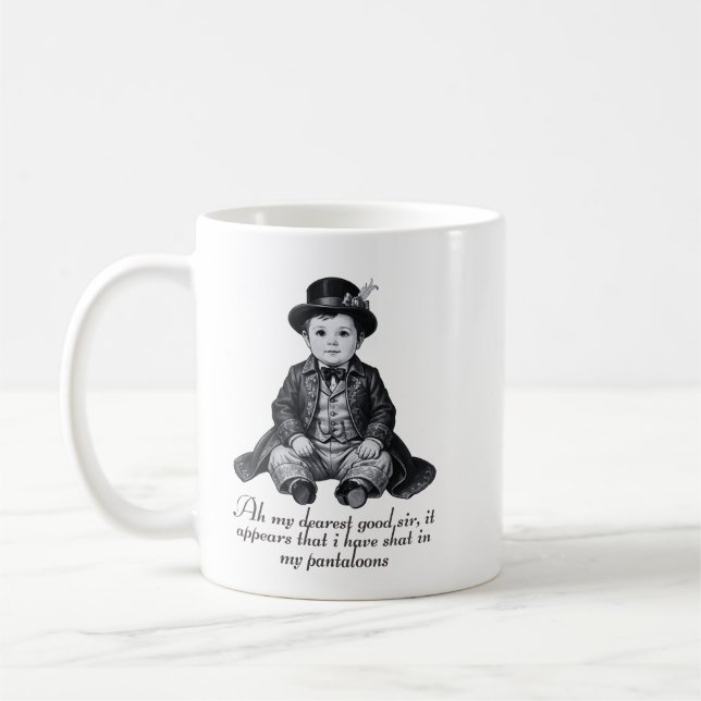 Caneca De Café Funny Victorian Baby Boy Print | Humorous Nursery  (Esquerda)