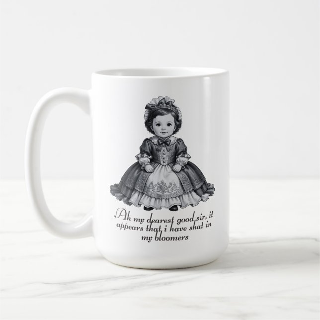 Caneca De Café Funny Victorian Baby Girl Print Humorous Nursery (Esquerda)