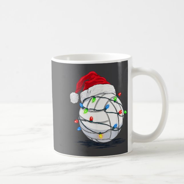Caneca De Café Funny Volleyball Ball Christmas Graphics Lights Lo (Direita)