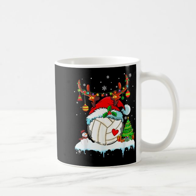 Caneca De Café Funny Volleyball Christmas Reindeer Santa Hat Ligh (Direita)