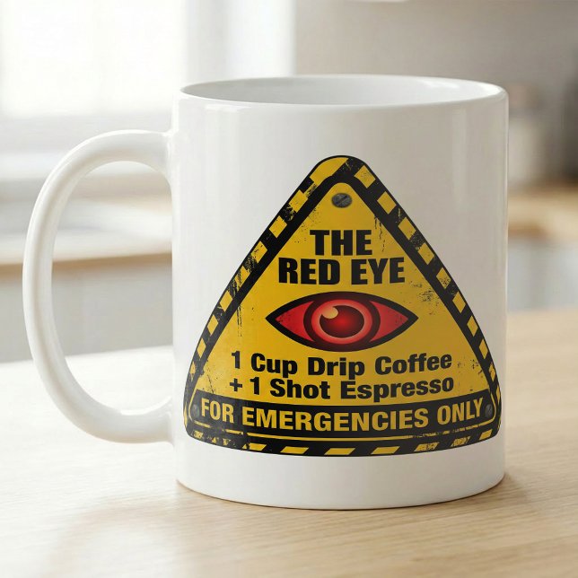 Caneca De Café Funny Warning Caffeine Emergency Red Eye Recipe (Criador carregado)