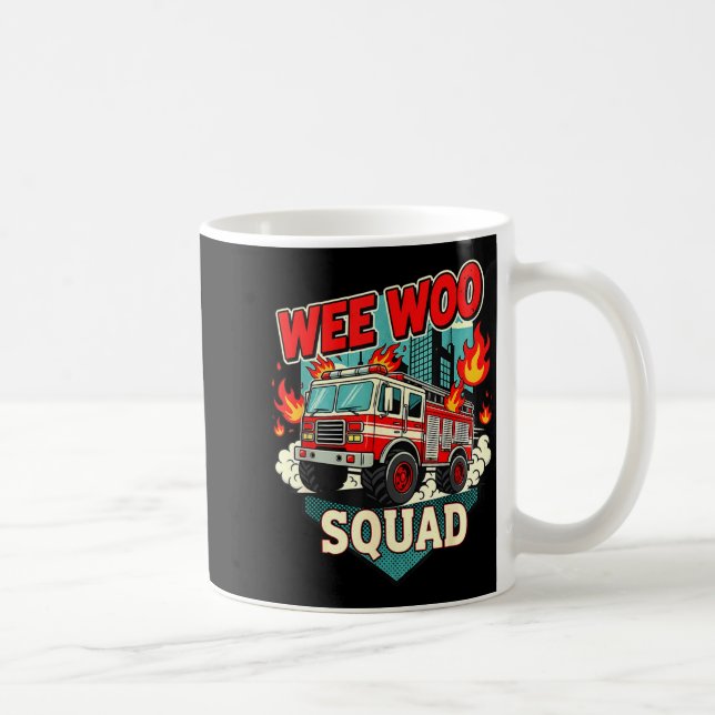 Caneca De Café Funny Wee Woo Squad Fire Department Firefighter Fi (Direita)