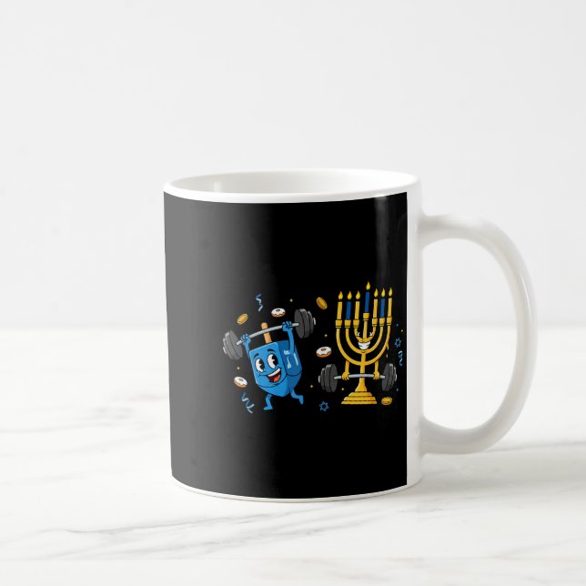 Caneca De Café Funny Weightlifting Gym Dreidel Menorah Hanukkah W (Direita)