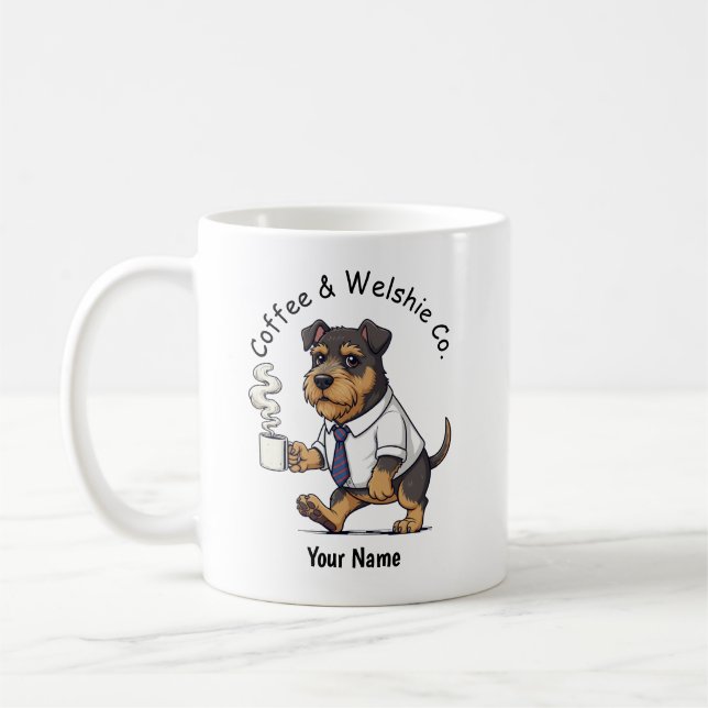 Caneca De Café Funny Welsh Terrier Dog Business Suit Coffee  (Esquerda)