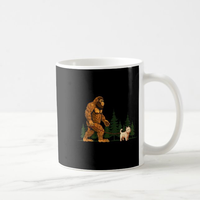 Caneca De Café Funny West Highland White Terrier Westie Bigfoot D (Direita)