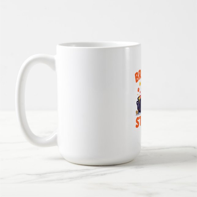 Caneca De Café Funny Witch Yoga Design – "Brew & Stretch" Cartoon (Esquerda)