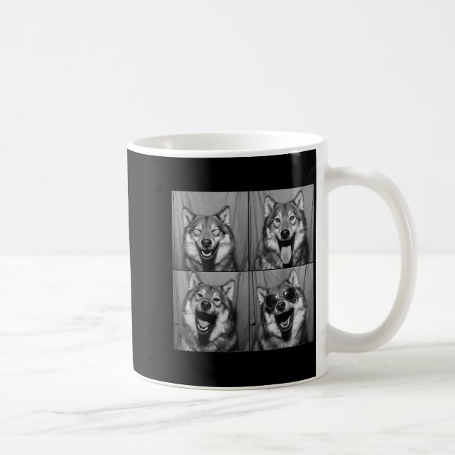 Caneca De Café Funny Wolf Photo Booth Sungles Dog  (Direita)