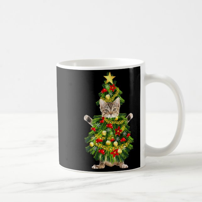 Caneca De Café Funny Xmas Holiday Cat Christmas Tree For Cat Kitt (Direita)