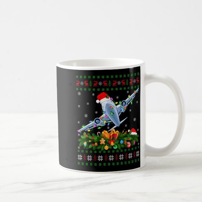 Caneca De Café Funny Xmas Lighting Tree Santa Ugly Airplane Chris (Direita)