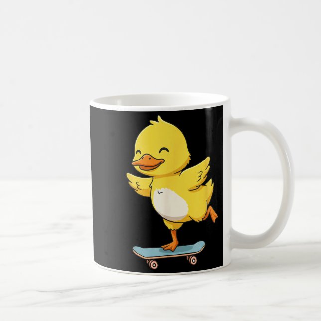 Caneca De Café Funny Yellow Duck Skater Skateboard Ballerina Zoo  (Direita)