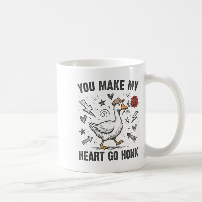 Caneca De Café Funny You Make My Heart Go Honk Silly Goose Valent (Direita)