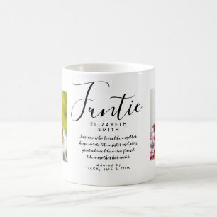 Caneca De Café Funtie Elegante Letra Divertida Tia Citação Foto