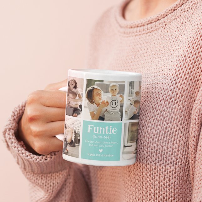 Caneca De Café Funtie Photo Collage Definition Cute Modern Auntie (Criador carregado)
