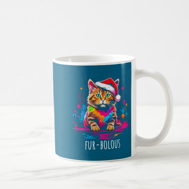 Caneca De Café Fur-bulous Cute Cat Christmas Party Holiday Kitten (Direita)