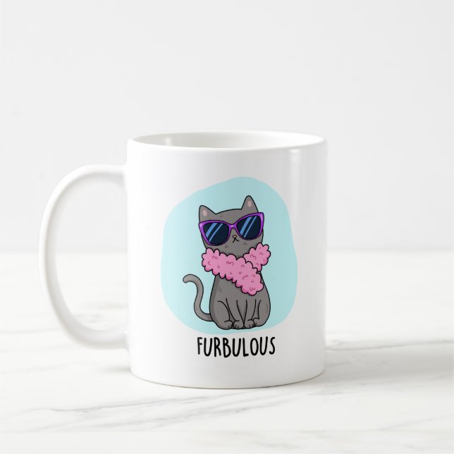 Caneca De Café Furbuloso E Engraçado Gato Pun (Esquerda)