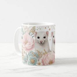 Caneca De Café Furões Whimsical e Fantasia Floral