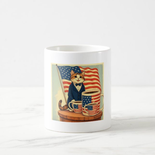 Caneca De Café Furredom Breu - Gato de Café Patriótico (Centro)