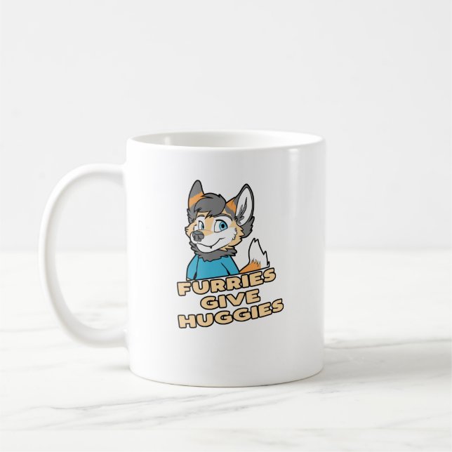 Caneca De Café Furries Dão Huggies Engraçados Furry Fandom Fursui (Esquerda)