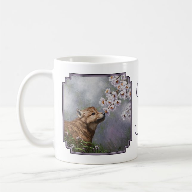 Caneca De Café Fusca e flores de Cinza-de-leite (Esquerda)