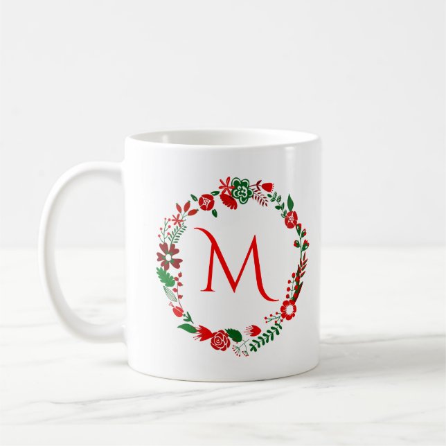 Caneca De Café Fuselagem de Natal com monograma (Esquerda)