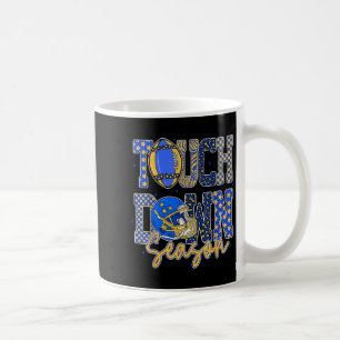 Caneca De Café Fútbol Leopardo Azul Dorado Cuadriculado Gol de To